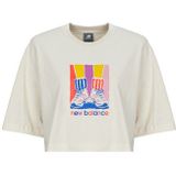 New Balance - Shirt - Crème - Blauw - Geel - Orchidee - Korte Pasvorm - Halve Mouw