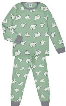 Petit Bateau Pyjama voor kinderen van fleece met berenprint, wilg/multico, 24 Maanden