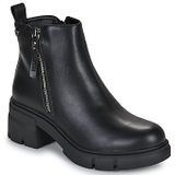 Refresh - 17105401 - Enkellaarsjes - Zwart - Hoogte Hak 6 cm - Ritssluiting - Casual