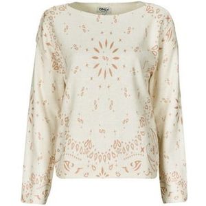ONLY - Bedrukte Trui - Wit/Oranje - Acryl