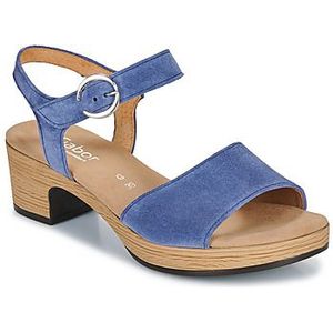 Jeansblauw - Bandjessandaal - Glitterprint - Blokhak - Klittenbandsluiting