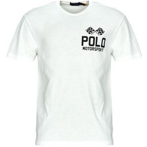 Polo Ralph Lauren - Classic Fit - Gevlamd Gebreid T-shirt - Wit - Katoen - Korte Mouwen