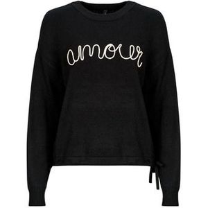 Only - Onlkatia Ls Text O-neck Cc Knt - Trui - Zwart - Dames