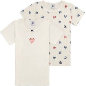PETIT BATEAU - Set van 2 Onderhemdjes - Violet - Katoen - Hartenprint