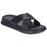 TOMMY HILFIGER - Density - Leren Cross-Over Muiltjes - Zwart - Leer