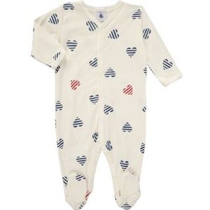 Babypyjama Petit Bateau Sleepsuit Y Marshmallow/Multico Hartjes-54 - 1 maand