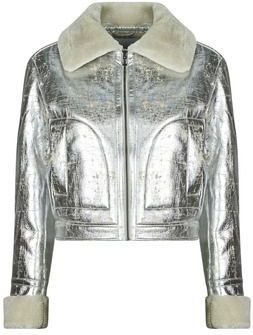 Metallic Bikerjack - Effen Metallic Kleur - Met Ritsluiting en Voorzakken