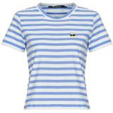 Karl Lagerfeld - Shirt - Beige - Gestreept - Kwartmouw