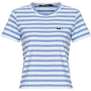 Karl Lagerfeld - Shirt - Beige - Gestreept - Kwartmouw