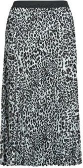 IKKS - Plissé Midi-rok - Grijs - Dierenprint - Elastische Tailleband