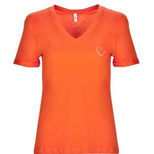 Only  ONLKITA S/S V-NECK HEART TOP BOX CS JRS  Shirts  dames Oranje