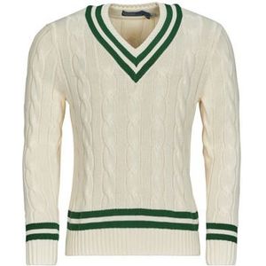 Polo Ralph Lauren - Gebreide Trui - Crème - Katoen - Geribbeld Ontwerp