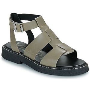 KICKERS Lila platte sandalen voor dames, kaki, 36 EU, Kaki, 36 EU