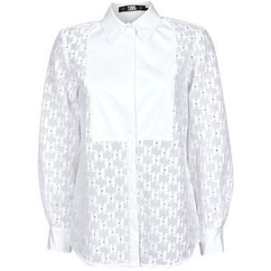 Karl Lagerfeld  KL MONOGRAM LACE BIB SHIRT  Blouses  dames Wit
