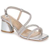 Alma EN Pena - Sandalen - Grijs - Brede Hak met Strass Band - 6 cm Hakhoogte