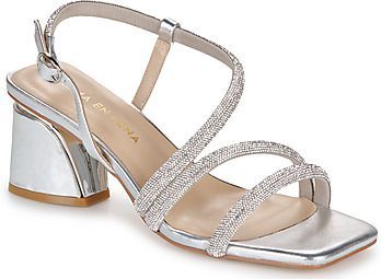 Alma EN Pena - Sandalen - Grijs - Brede Hak met Strass Band - 6 cm Hakhoogte