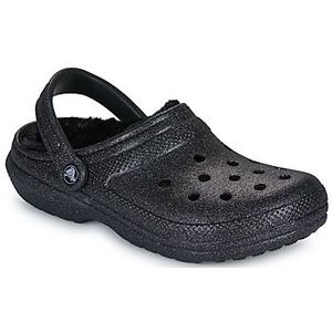 Crocs - Classic Fuzz Lined Glitter - Klompen - Zwart