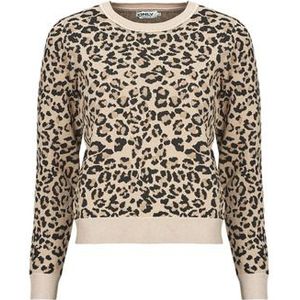 Only - Onlpilua Ls Glitter Jq O-neck Cs Kn 15352753 - Trui - Amphora/black/toasted Coco/Silver Glitter