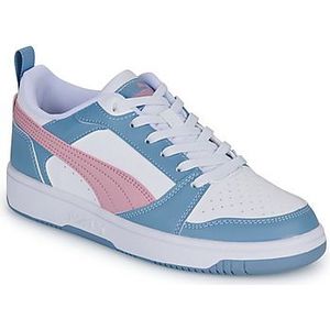 PUMA Unisex Rebound V6 Lo Jr Sneaker voor kinderen, Puma Wit Klaar Roze Koel Blauw, 35.5 EU