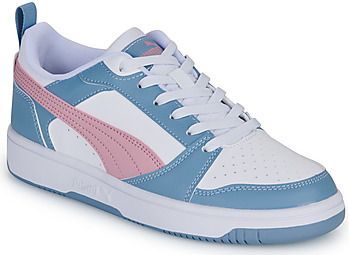 PUMA Unisex Rebound V6 Lo Jr Sneaker voor kinderen, Puma Wit Klaar Roze Koel Blauw, 35.5 EU