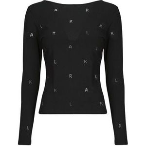 Karl Lagerfeld  RHINESTONE KARL OPEN BACK LSLV  Shirts  dames Zwart