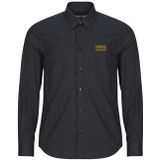 Versace Jeans Couture - Overhemd - Zwart - Katoen - Shirt met Logoplaatje