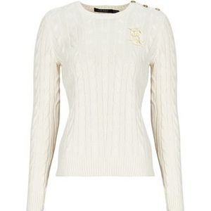 Ralph Lauren - Kabel Gebreide Trui - Beige - Gekamd Katoen - Slim Fit