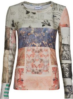 Desigual - Limbani - Dames Top - Veelkleurig - Gestreept - Lange Mouwen