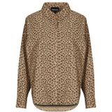 PIECES - Hemd - Luipaardprint - Katoen - Zonder Mouwen - Recht Model - Klassieke Kraag