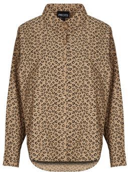 PIECES - Hemd - Luipaardprint - Katoen - Zonder Mouwen - Recht Model - Klassieke Kraag