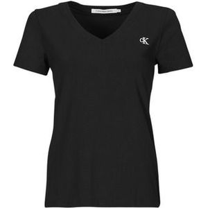 Calvin Klein Jeans  CK EMBROIDERY STRETCH V-NECK  Shirts  dames Zwart