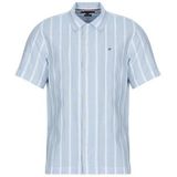 Tommy Hilfiger  LINEN BLEND STRIPED SS RF SHIRT  overhemden  heren Blauw