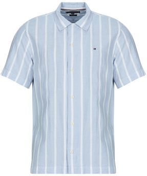 Tommy Hilfiger  LINEN BLEND STRIPED SS RF SHIRT  overhemden  heren Blauw