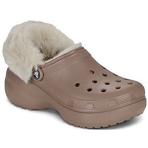 Crocs  Cls Platfm Lined Fuzz Strap Cg  klompen  dames Beige
