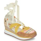 Sandalen - Dierenprint - Leer/Raffia - Gewatteerde Binnenzool