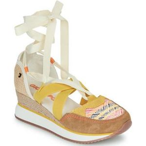 Sandalen - Dierenprint - Leer/Raffia - Gewatteerde Binnenzool