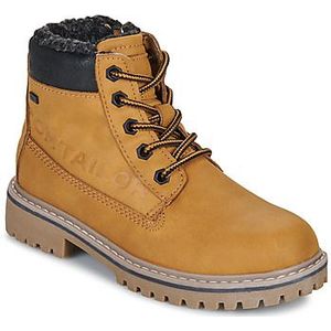 Tom Tailor - Kuitlaarzen - Camelkleur - Met Zacht Verdikte Rand - Vetersluiting en Ritssluiting