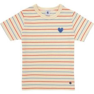 Petit Bateau - T-shirt - Ecru/Multico - Korte Mouwen - Voor Meisjes - 3 Jaren