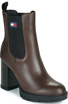 Tommy Jeans - CLARINA - Enkellaarsjes - Bruin - Leer