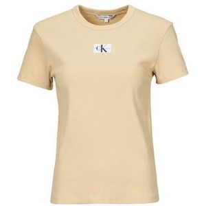 Calvin Klein Jeans  WOVEN LABEL RIB REGULAR TEE  Shirts  dames Beige