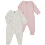 Petit Bateau Pyjamapak - 2-pack - Wit/Roze m. Harten/Strepen - Petit Bateau - 6 mnd - Pyjamapak