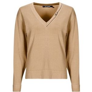 Karl Lagerfeld  LIGHT V-NECK KNIT SWEATER  Truien  dames Beige