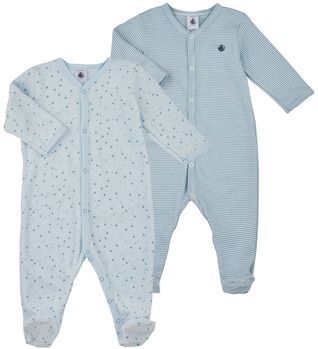 Petit Bateau - Set van 2 Pyjama's - Lichtblauw - Katoen