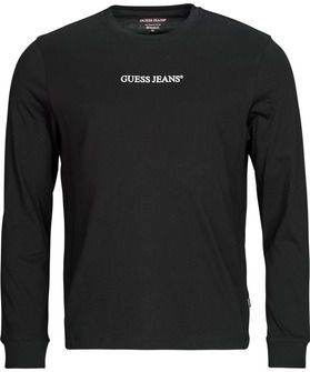 Guess  GJ LS CN SLIM LOGO EMBRO TEE  Shirts  heren Zwart