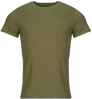 Tommy Jeans - Shirt - Donkergroen - Effen - Kwartmouw