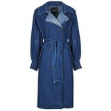Denim Trenchcoat - Lange Trenchcoat - Effen Kleur - Regular Pasvorm
