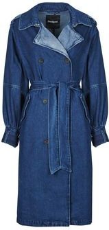 Denim Trenchcoat - Lange Trenchcoat - Effen Kleur - Regular Pasvorm