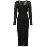Versace Jeans Couture - Zwarte Elegante Sensuele Midi Jurk - Dames