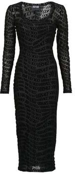Versace Jeans Couture - Zwarte Elegante Sensuele Midi Jurk - Dames