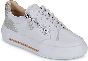 Clarks - Hollyhock Zip - Leren Sportschoenen - Wit - Plat - Ritssluiting